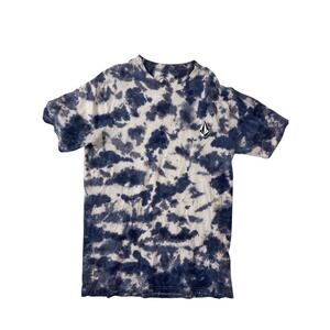 Y2K Volcom T shirt Mens Small Tye dye Blue White